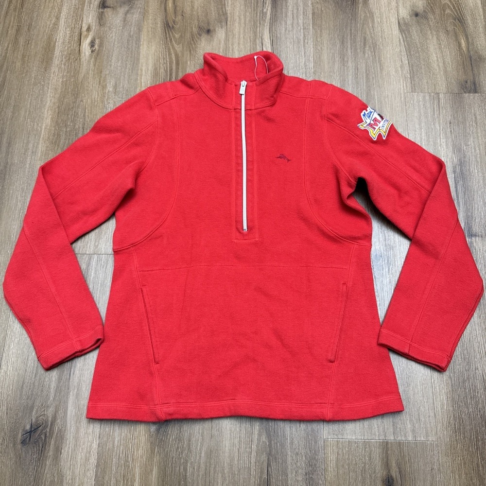 Tommy Bahama Womens MEDIUM Aruba‎ Half Zip Red Sweater MAUI JIM INVITATIONAL